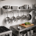 Thumbnail image #3 for John Boos Stallion 132-Inch Wall-Mounted Pot Rack Shelf, 14-Gauge Stainless Steel