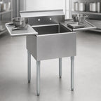 Thumbnail image #3 for Eagle Group 2124-1-18-16/4 60-1/4" One-Compartment Utility Sink with Left & Right 18" Drainboards, 16-Gauge 430 Stainless Steel