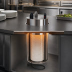 Thumbnail image #3 for Dinex DXPIDPHD0912 Heated Drop-In Shielded Round Plate Dispenser, Stainless Steel, Self-Leveling, Up to 9 1/4-Inch Plates