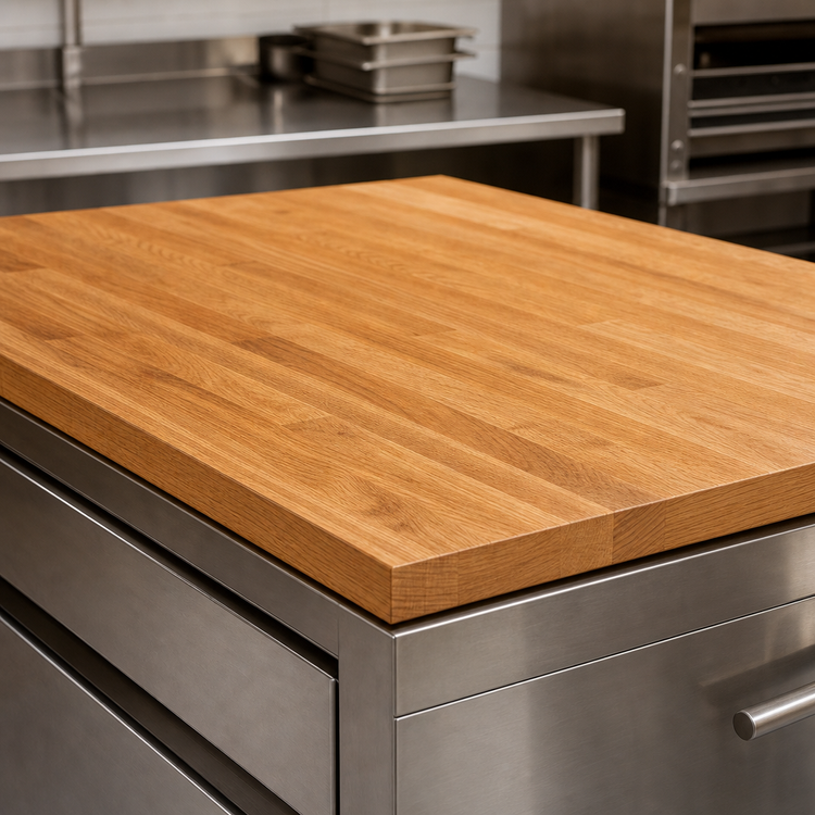 Product image #3 for Appalachian Red Oak Island Countertop with Blended Rails and Edge Grain Construction, 48 x 32 x 1-1/2 Inches, Penetrating Oil Finish