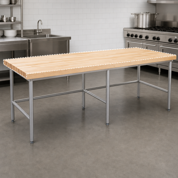 Product image #3 for John Boos Baker's Table Frame for 108 x 36 Inch Top, Stainless Steel, Without Bin Stops