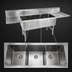 Thumbnail image #3 for John Boos B Series 3-Compartment Stainless Steel Sink with Left and Right Drainboards, 105-1/4