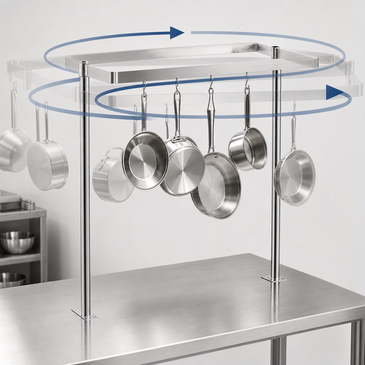 Product image #4 for 72-Inch Table-Mounted Adjustable Stainless Steel Commercial Pot Rack