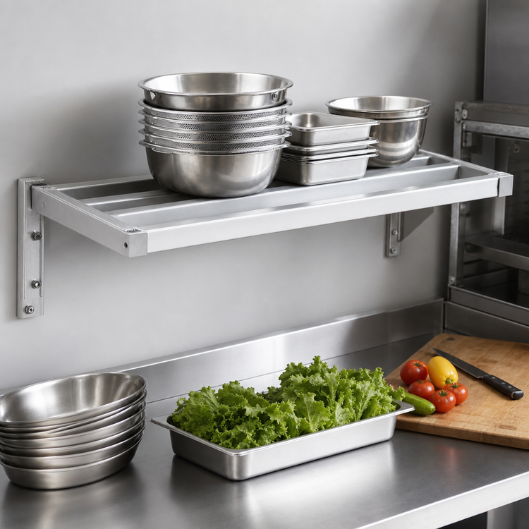 Product image #4 for New Age Adjust-A-Shelf H.D. Series Heavy-Duty Wall-Mounted Aluminum Shelf, 60 x 20 Inches