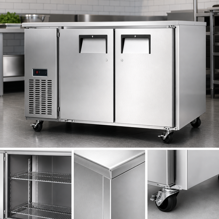 Product image #3 for Everest Refrigeration ETF2-24 Two-Section Undercounter/Worktop Freezer, 47-1/2 Inch Wide, 9.0 Cu. Ft., Stainless Steel Worktop, 115V