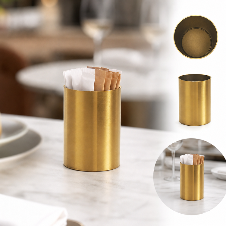 Product image #3 for American Metalcraft Gold-Finish Stainless Steel Cylinder Sugar Packet Holder, 2" Dia. x 2-3/4" H