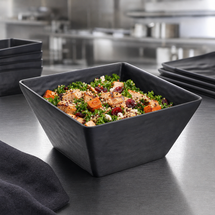 Product image #3 for American Metalcraft 58 oz. Square Break-Resistant Melamine Bowl, Faux Slate Black, 7 Inch