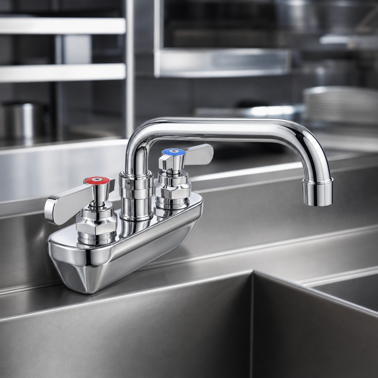Product image #3 for OptiFlow Heavy Duty Solid Body Splash-Mount Faucet with 12-Inch Swing Spout, 4-Inch Centers