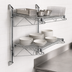 Thumbnail image #3 for Quantum Wall-Mounted Cantilever Double Shelf Wire Shelving Unit, 72W x 21D, Chrome Plated