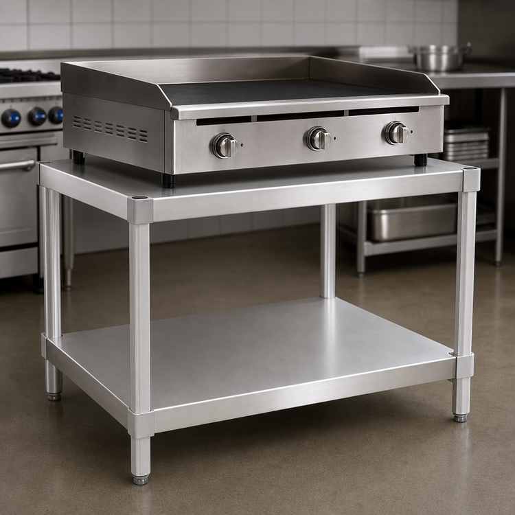 Product image #3 for New Age 30 x 15 x 36-Inch Stationary Modular Aluminum Equipment Stand with 2 Adjustable Solid Shelves