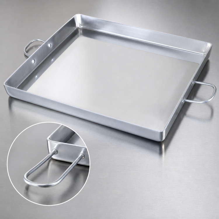 Product image #3 for Crestware Medium Aluminum Griddle with Heavy-Duty Wire Loop Handle, 19 x 15 x 5 mm