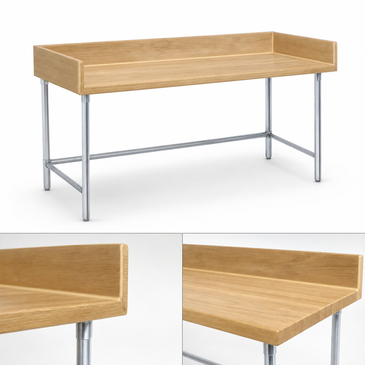 Product image #3 for Advance Tabco Bakers' Table Wood Top Work Table, 72 x 30 Inches, 4-Inch Rear and Side Splash