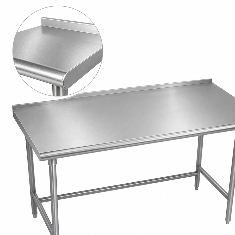 Product image #3 for Advance Tabco TFSS-365 Stainless Steel Work Table, 60 x 36 Inch, 14 Gauge 304 Stainless Steel Top, 1-1/2 Inch Rear Up-Turn