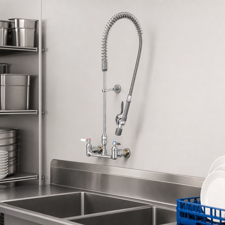 Product image #3 for T&S Brass EasyInstall Wall-Mounted Pre-Rinse Unit with 12-Inch Swing Spout