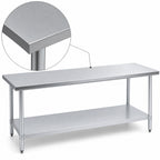 Thumbnail image #3 for Duke Manufacturing 416-2484 Stainless Steel Work Table, 84 x 24 x 36 Inches, Flat Top, Galvanized Undershelf