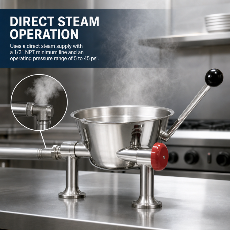 Product image #3 for Cleveland Range 80 oz Direct Steam Countertop Tilting Oyster Kettle with 316 Stainless Steel Liner