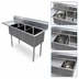 Thumbnail image #3 for Freestanding 3-Compartment Pot Sink with Left Drainboard, 21 x 18 x 14-Inch Bowls, 304 Stainless Steel