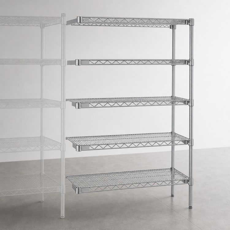 Product image #3 for Eagle Group 5-Tier Add-On Chrome Wire Shelving Unit, 42W x 24D x 86H