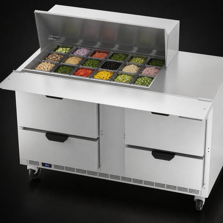 Product image #4 for Beverage-Air 60-Inch Mega Top Refrigerated Sandwich Prep Table with 4 Drawers and 18-Pan Capacity