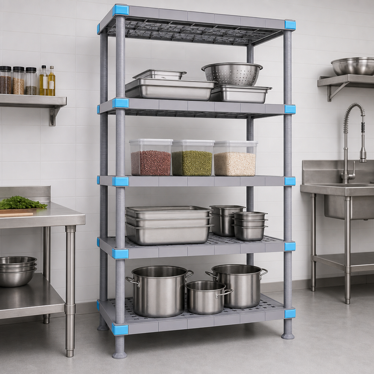 Product image #3 for Quantum Millenia 42-Inch Wide x 24-Inch Deep x 74-Inch High Polymer Stationary Starter Shelving Unit, 4 Shelves, 2000 lb. Capacity