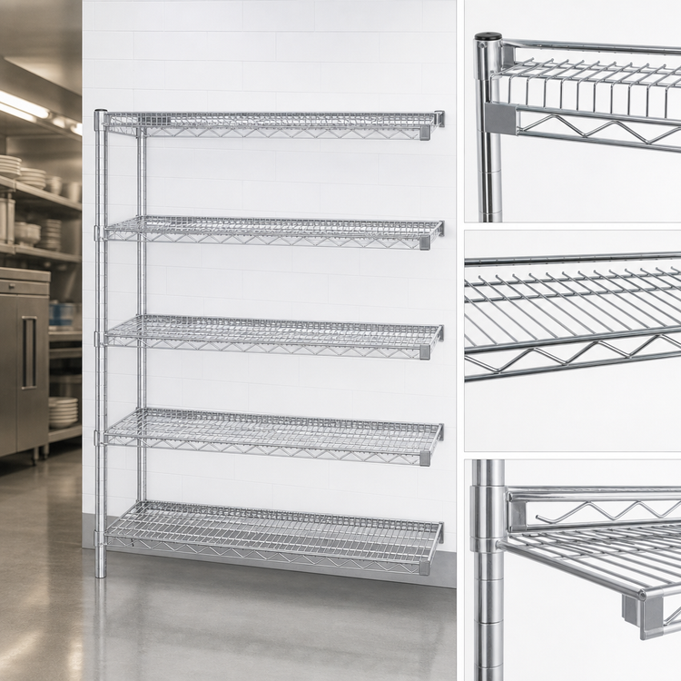 Product image #3 for 5-Tier Add-On Wire Shelving Unit with Chrome-Plated Finish, 60"W x 18"D x 74"H