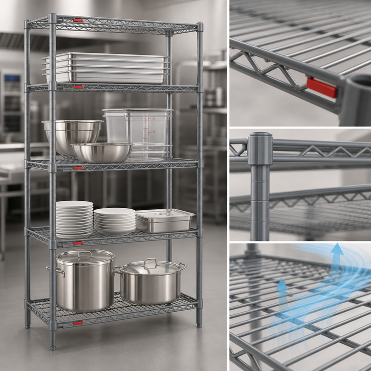 Product image #3 for Eagle Group Valu-Master 4-Tier Starter Wire Shelving Unit, 42 x 21 x 74 Inches, Pewter Gray Epoxy Finish