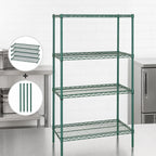 Thumbnail image #3 for Quantum WR63-1442P 4-Shelf Wire Shelving Starter Unit, 42"W x 14"D x 63"H, Green Epoxy Finish