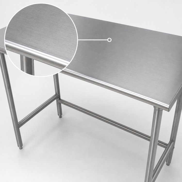 Product image #3 for Advance Tabco 60 Inch x 30 Inch Open Base Stainless Steel Work Table with Side & Rear Cross-Bracing