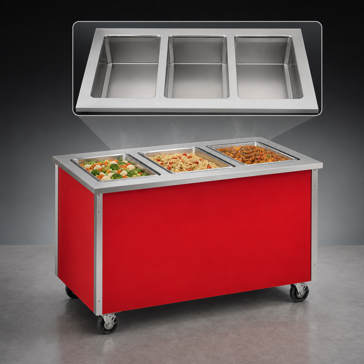 Product image #3 for Vollrath 4-Series Signature Server® 3-Well Mobile Hot Food Serving Counter with Stainless Steel Top