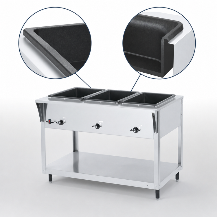 Product image #3 for Vollrath ServeWell SL 3-Well Stationary Electric Hot Food Table with Undershelf