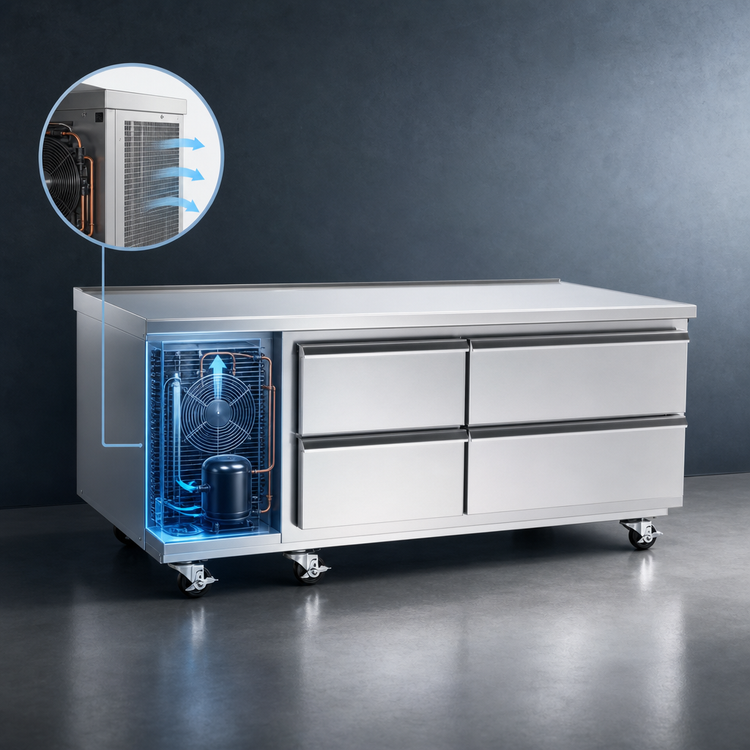 Product image #4 for Vulcan Achiever ARS36 36-Inch Self-Contained Refrigerated Drawer Base with Marine Edge Top and 2 Drawers