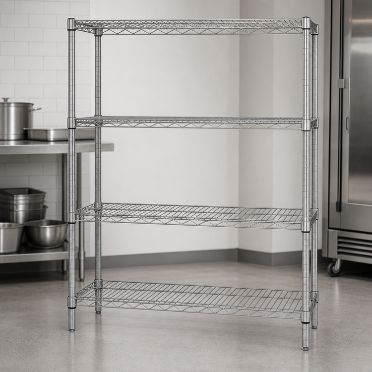 Product image #3 for Quantum 72"W x 36"D x 54"H Stationary Wire Shelving Starter Kit, 4-Shelf, 304 Stainless Steel