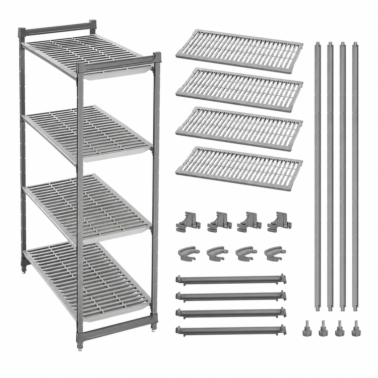 Product image #3 for Cambro Camshelving Basics Plus 4-Tier Stationary Starter Unit, 24 x 42 x 84 Inches, Vented, Brushed Graphite
