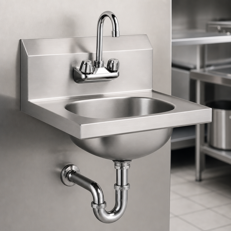 Product image #3 for Eagle Group HSA-10-FA-1X Traditional Wall-Mount Hand Sink with Splash-Mount Gooseneck Faucet, P-Trap, Tail Piece and Basket Drain