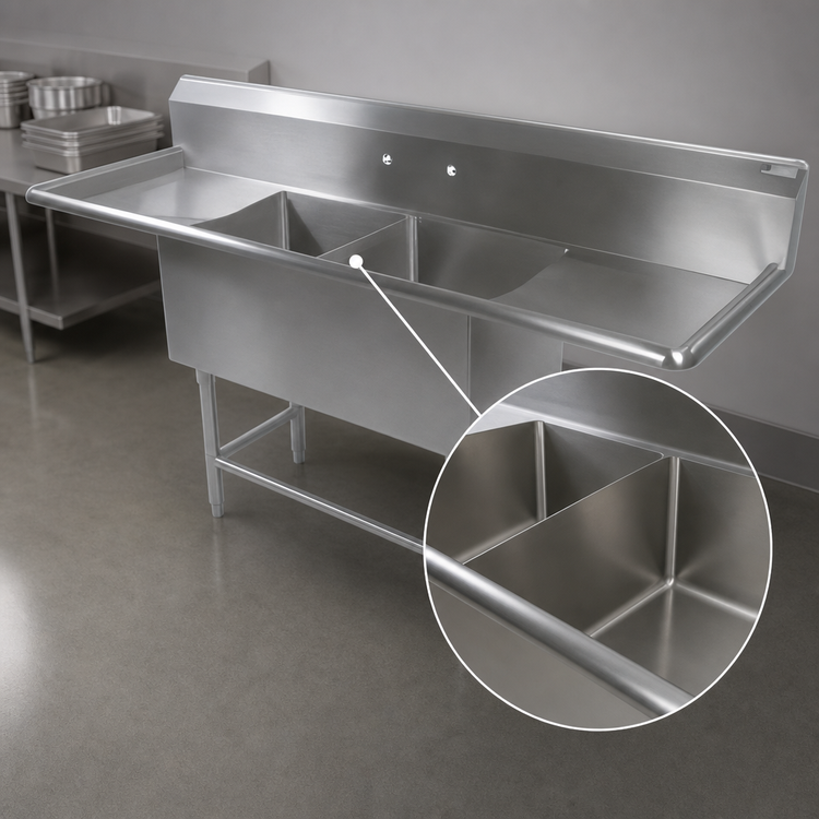 Product image #3 for John Boos Pro-Bowl 2-Compartment Double Drainboard Stainless Steel Sink
