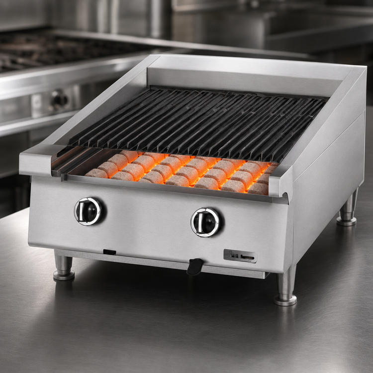 Product image #3 for Garland 36-Inch Heavy-Duty Countertop Gas Charbroiler with Ceramic Briquettes and Adjustable Cast Iron Grates