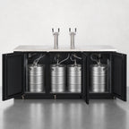 Thumbnail image #3 for Everest Refrigeration EBD4 Three-Section Direct Draw Keg Refrigerator, 4 Half-Barrel Kegs, 2 Towers, 4 Faucets, Black Vinyl
