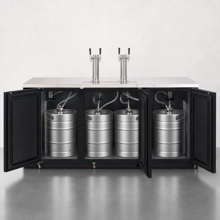 Product image #3 for Everest Refrigeration EBD4 Three-Section Flat Top Direct Draw Keg Refrigerator, 32 Cu. Ft., 4 Half-Barrel Kegs, Black Vinyl