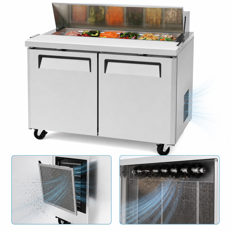 Product image #3 for Turbo Air M3 Series 48.25-Inch Wide Sandwich/Salad Prep Table, 2-Section, 12-Pan, Rear-Mount Self-Contained Refrigeration