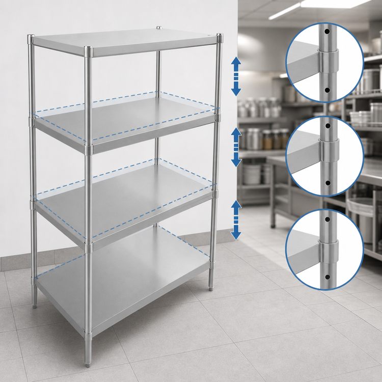 Product image #3 for John Boos Stainless Steel Dry Storage Shelving Unit with 3 Adjustable Shelves, 42W x 18D x 60H
