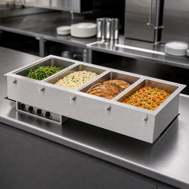 Product image #3 for Vollrath Four-Well Drop-In Electric Hot Food Well Unit for Full-Size 12" x 20" Pans, 120V, Wet Operation, Infinite Controls