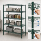 Thumbnail image #4 for Metro Super Erecta 5A477K3 Stationary Starter Wire Shelving Unit, 72"W x 21"D x 74"H, 5 Shelves, Green Epoxy Finish