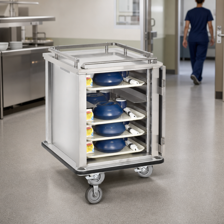 Product image #3 for FWE Mobile Stainless Steel Patient Tray Cart, 10 15" x 20" Trays or 5 18" x 26" Trays