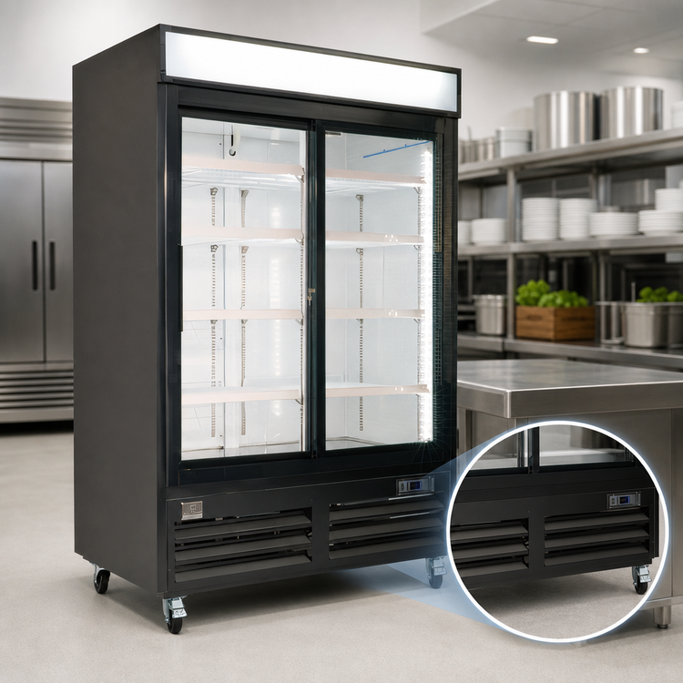 Product image #3 for Kelvinator Commercial 54-Inch 2-Section Sliding Glass Door Bottom-Mount Reach-In Merchandiser Refrigerator