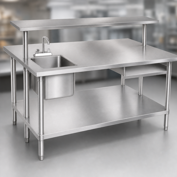 Product image #3 for Advance Tabco 72" x 48" Stainless Steel Flat Top Work Table with Adjustable Undershelf