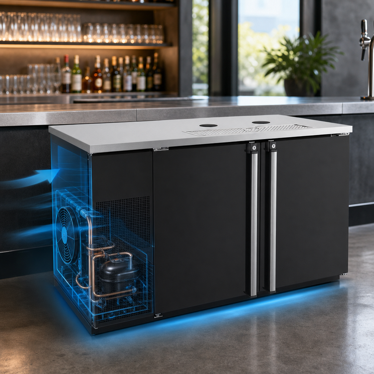 Product image #3 for Pro-Line E-Series Two-Section Draft Beer Cooler, 59-1/2" W, Flat Top, Less Draft Towers
