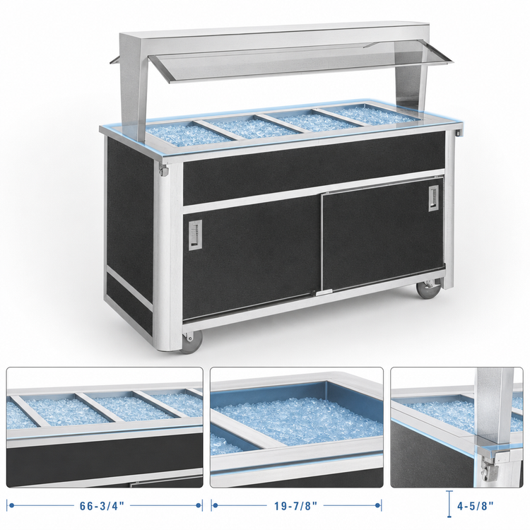 Product image #3 for Atlas Metal BLC-5-BU 5-Pan Mobile Iced Cold Food Buffet Counter