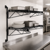 Thumbnail image #3 for Quantum Wall-Mounted Double Shelf Cantilever Wire Shelving Unit, 54 x 18 Inches, Black Epoxy Finish