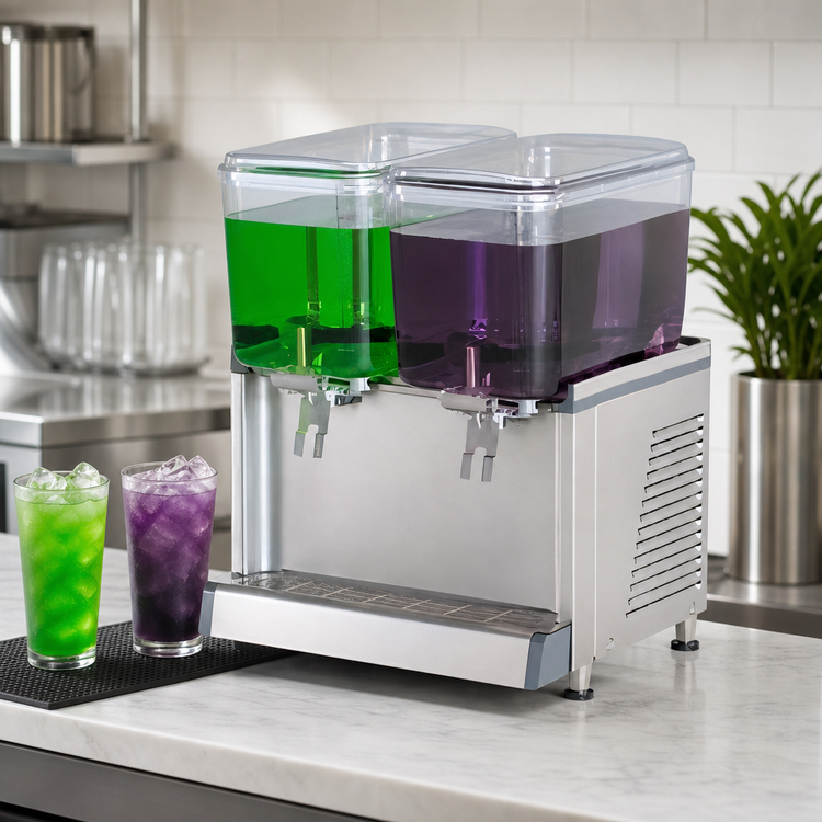 Product image #3 for Crathco Simplicity Twin Standard Pre-Mix Cold Beverage Dispenser, 2 x 4.75-Gallon BPA-Free Bowls, 120V