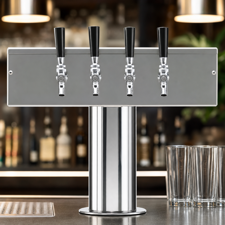Product image #3 for Micro Matic DS-354-PSS T-Style Countertop Air-Cooled Draft Beer Tower, 4 Faucets, Polished Stainless Steel